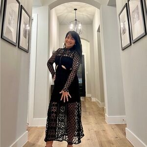 Self-Portrait Black Sheath Dress Long Sleeve Mock Neck